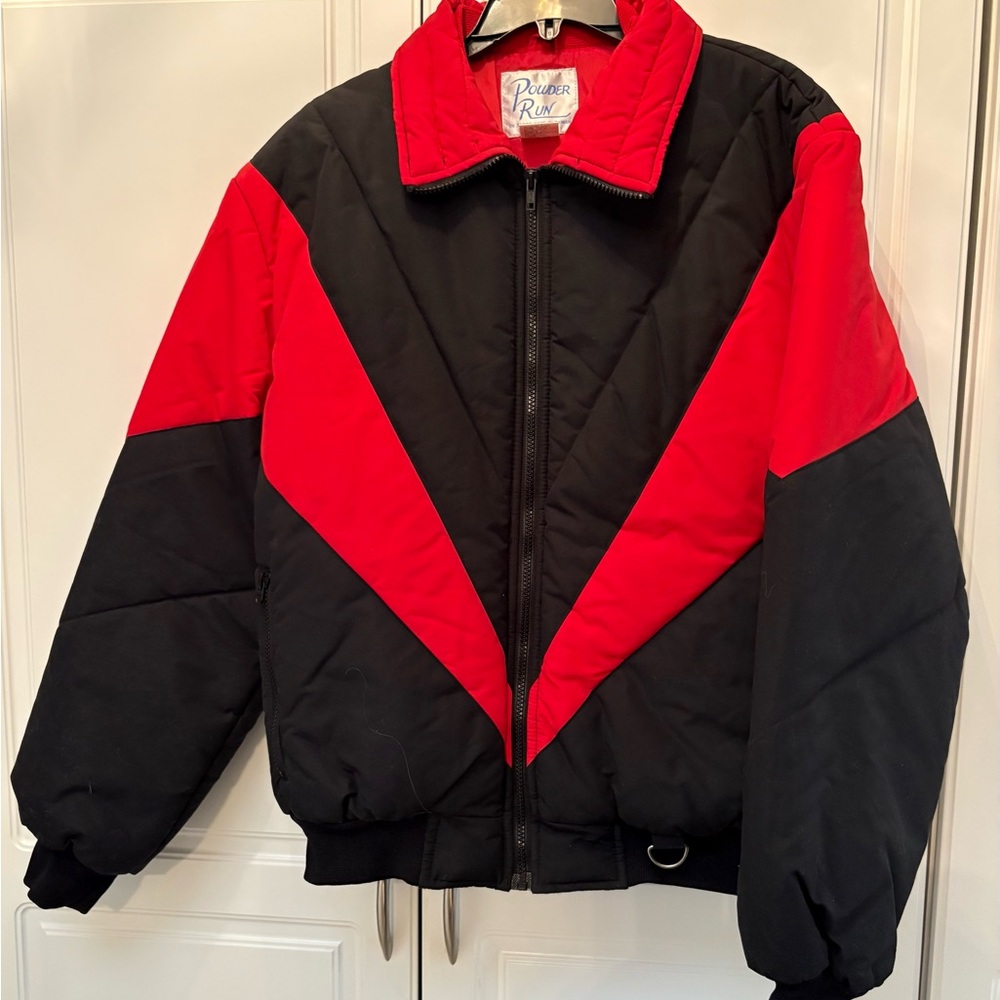Power Run Puffer Black Red Men’s Ski Jacket Sz L